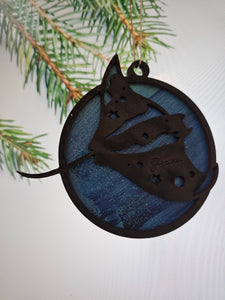 AG Ornament- Wood Manta w/stars 2 layer