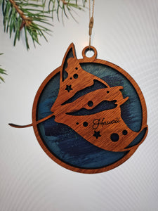 AG Ornament- Wood Manta w/stars 2 layer